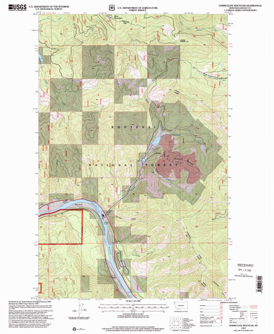 Classic USGS Vermiculite Mountain Montana 7.5'x7.5' Topo Map Image