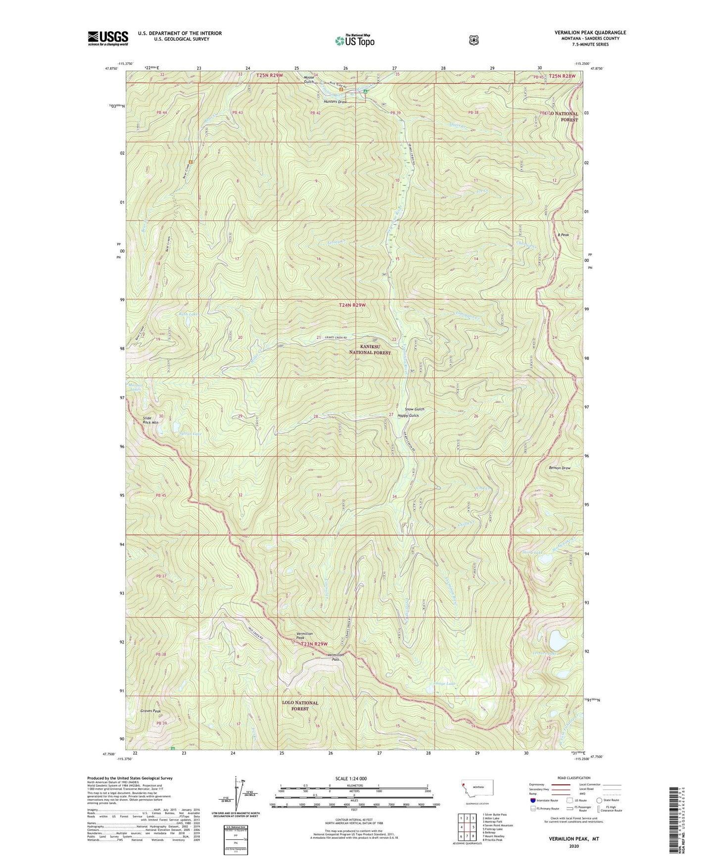 Vermilion Peak Montana US Topo Map Image