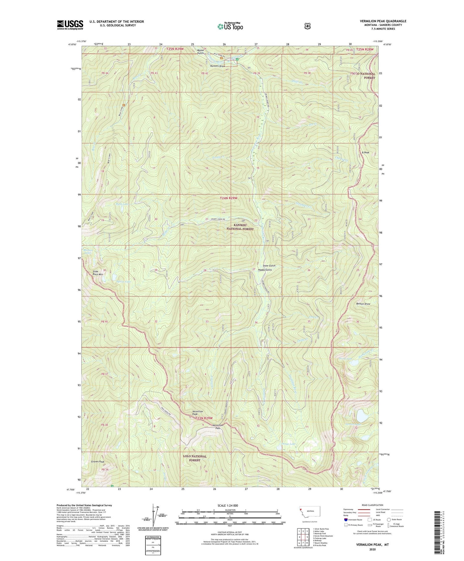 Vermilion Peak Montana US Topo Map Image