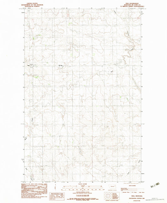 Classic USGS Vida Montana 7.5'x7.5' Topo Map Image