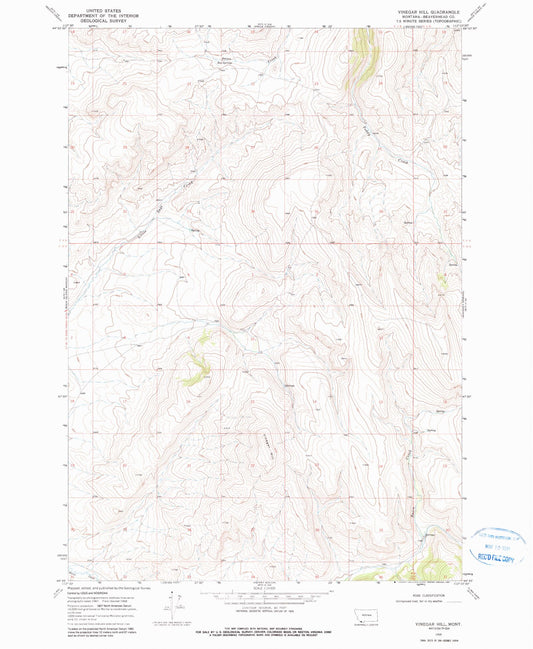 Classic USGS Vinegar Hill Montana 7.5'x7.5' Topo Map Image