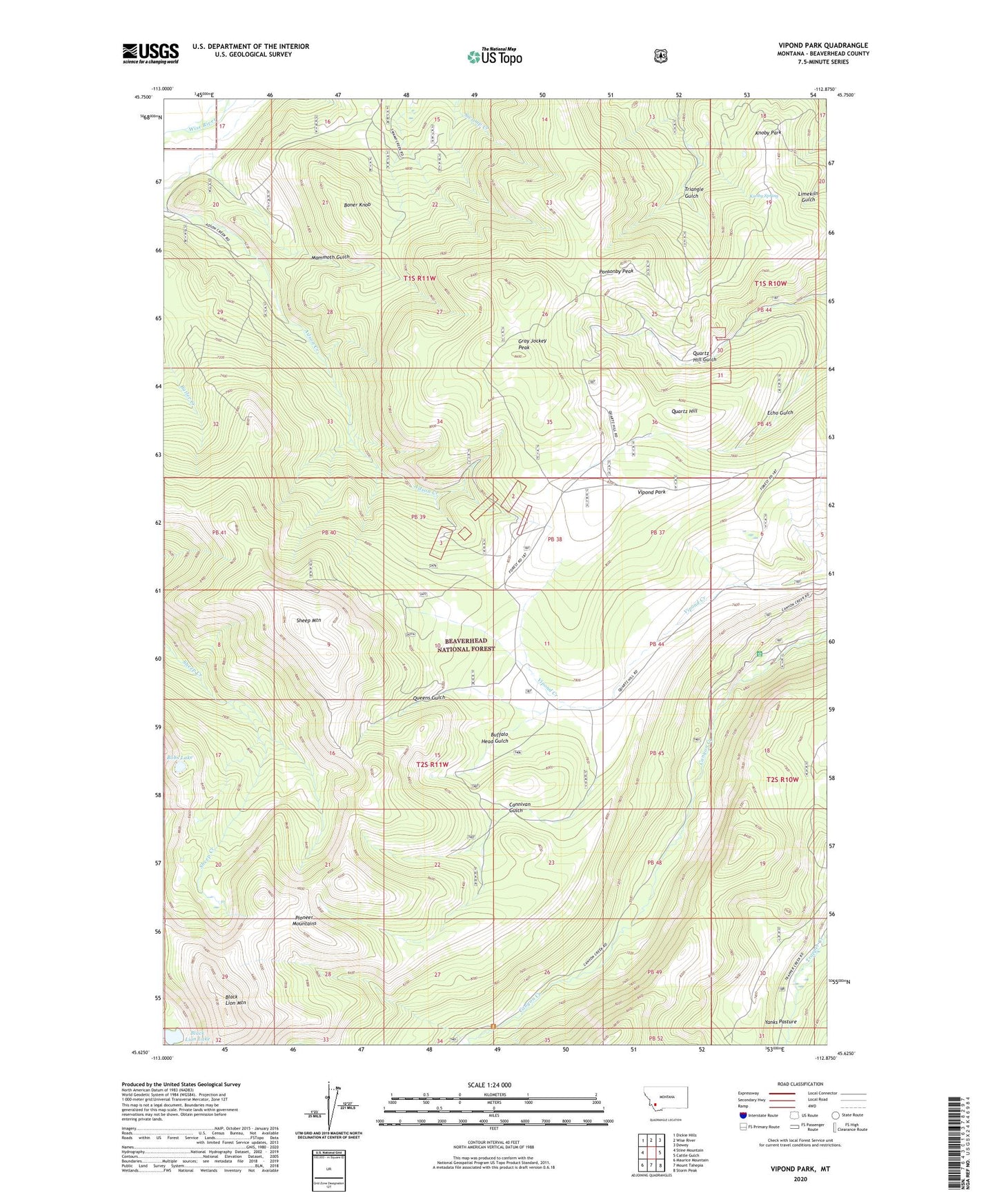 Vipond Park Montana US Topo Map Image