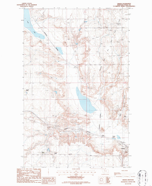 Classic USGS Virden Montana 7.5'x7.5' Topo Map Image