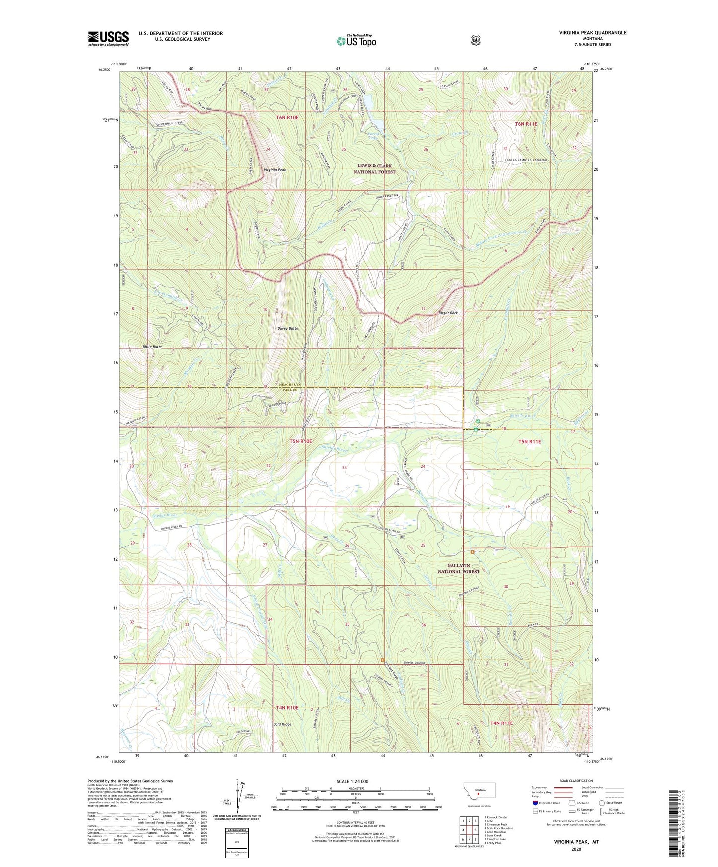Virginia Peak Montana US Topo Map Image