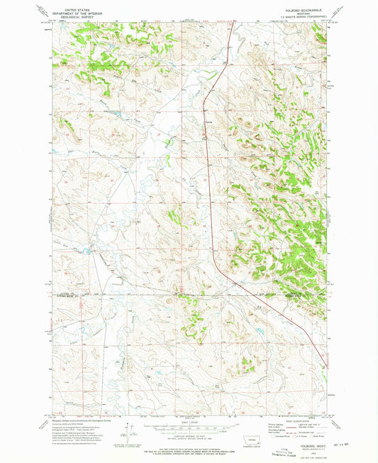 Classic USGS Volborg Montana 7.5'x7.5' Topo Map Image