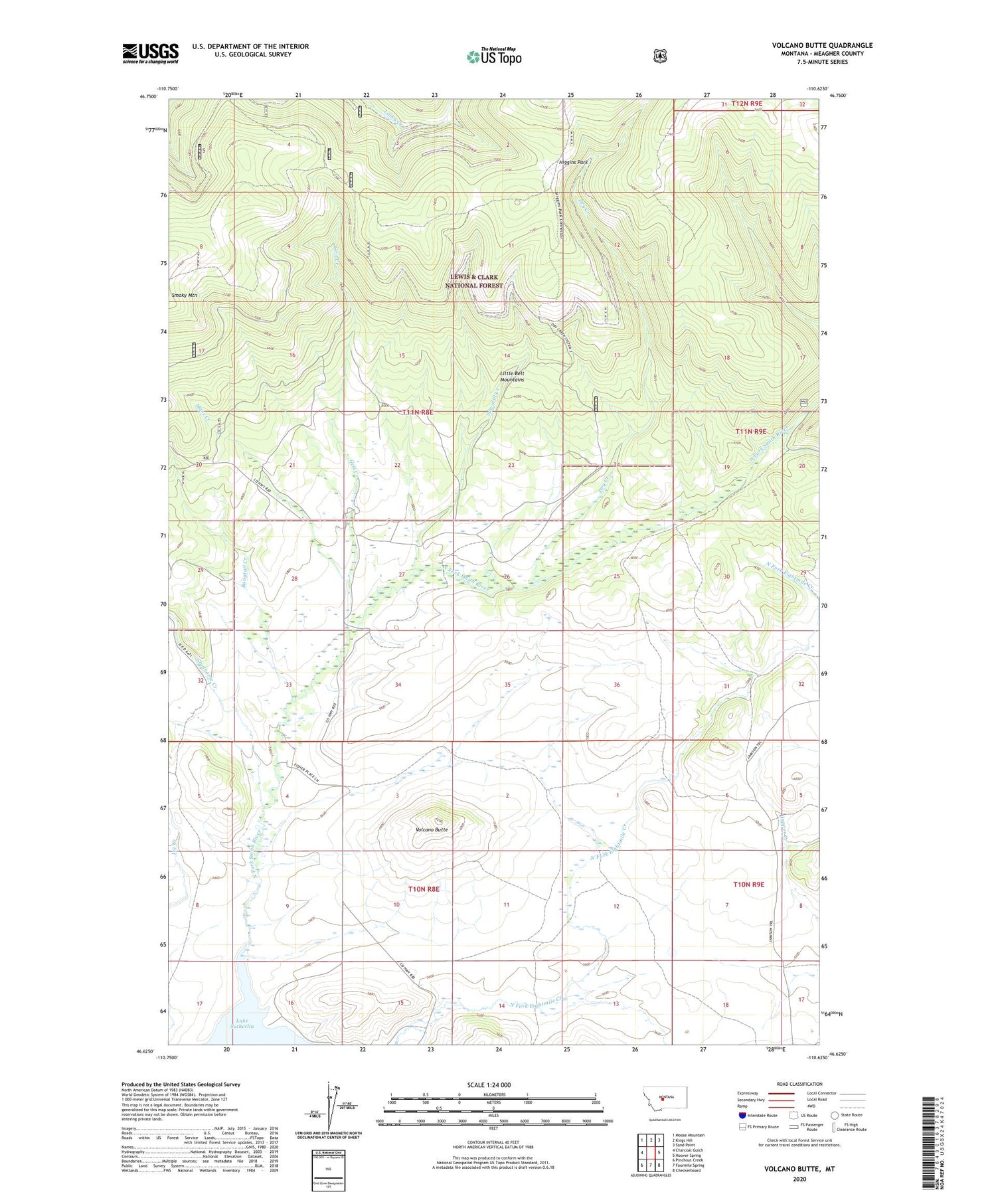 Volcano Butte Montana US Topo Map Image