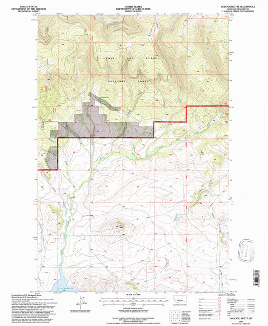 Classic USGS Volcano Butte Montana 7.5'x7.5' Topo Map Image