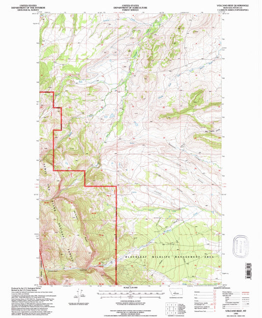 Classic USGS Volcano Reef Montana 7.5'x7.5' Topo Map Image