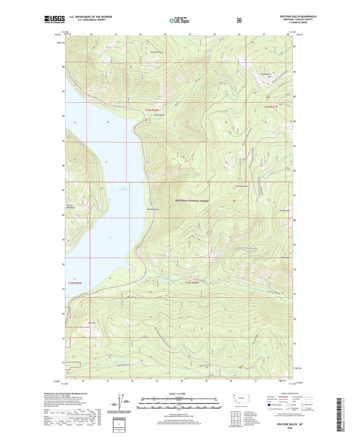 Volcour Gulch Montana US Topo Map Image