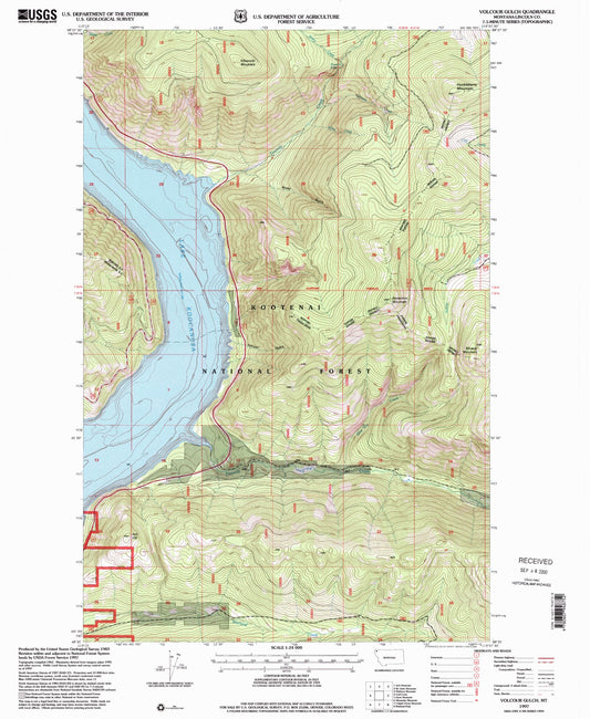 Classic USGS Volcour Gulch Montana 7.5'x7.5' Topo Map Image