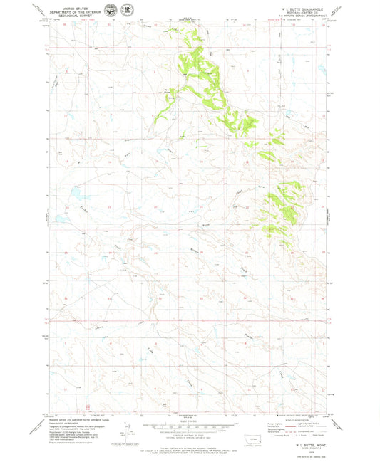 Classic USGS W L Butte Montana 7.5'x7.5' Topo Map Image