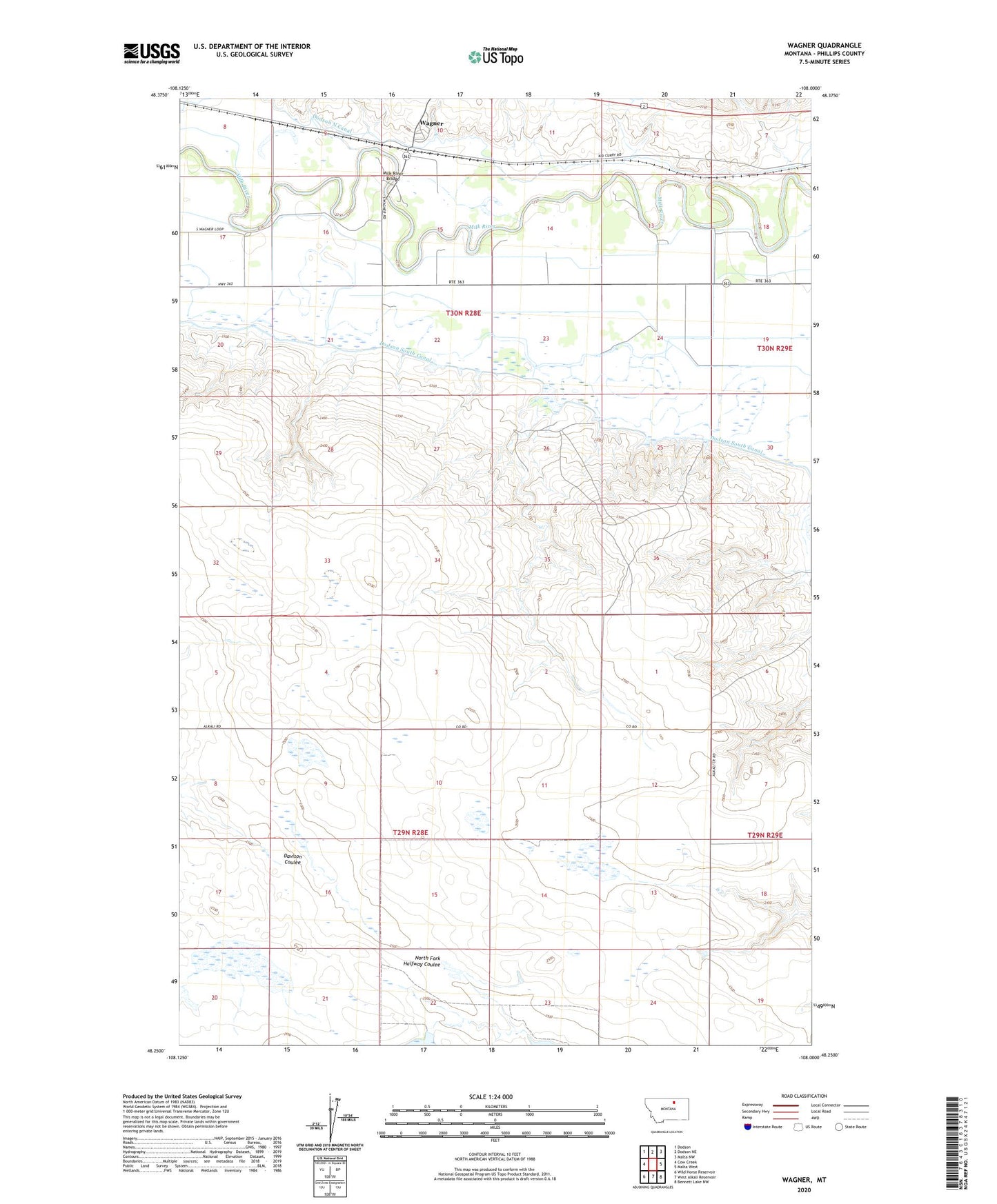 Wagner Montana US Topo Map Image