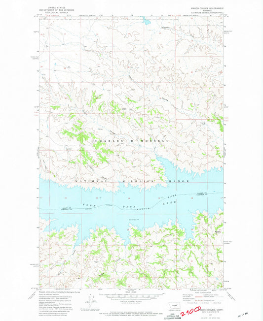 Classic USGS Wagon Coulee Montana 7.5'x7.5' Topo Map Image