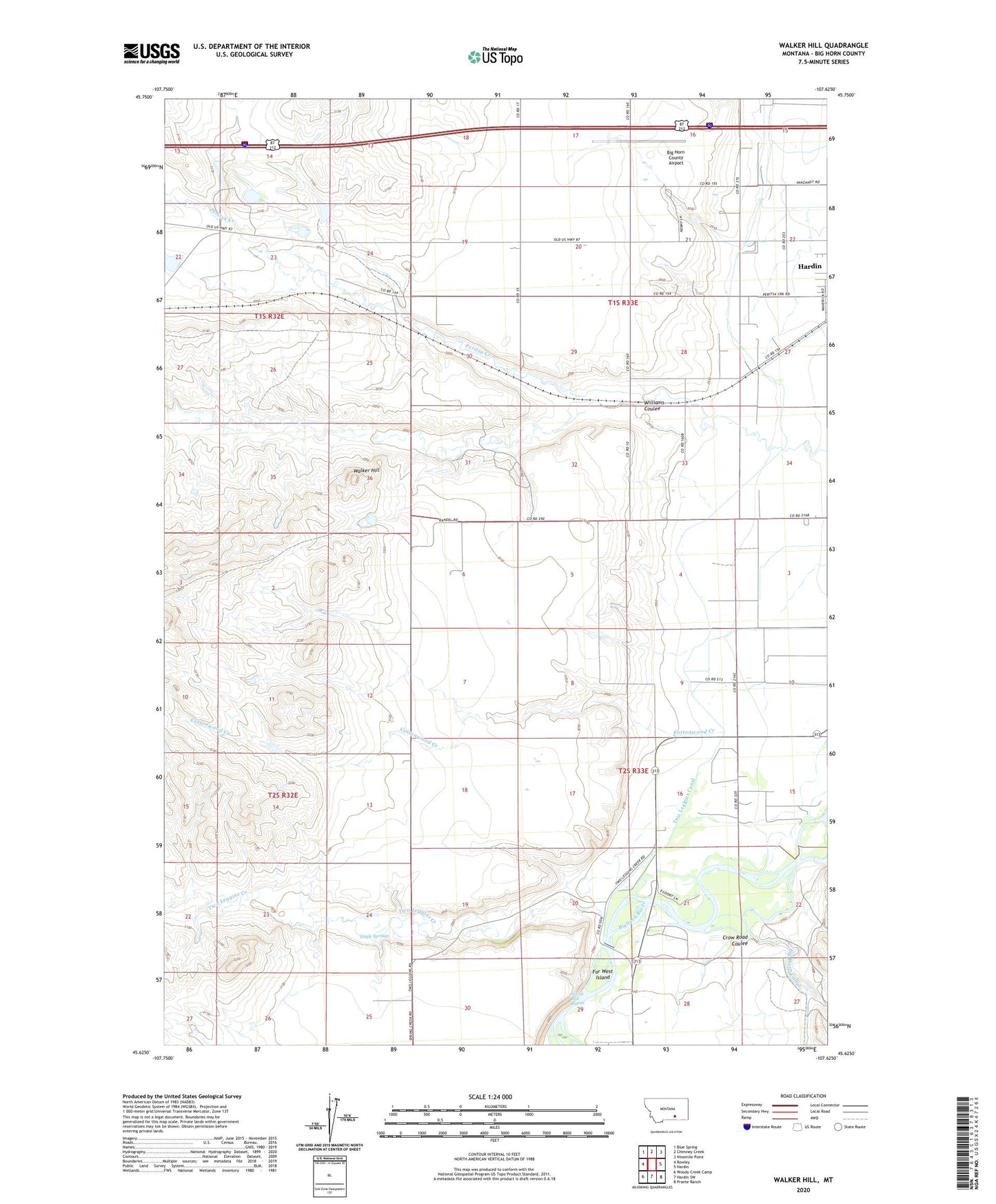 Walker Hill Montana US Topo Map Image