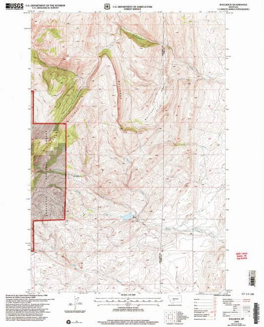 Classic USGS Wallrock Montana 7.5'x7.5' Topo Map Image