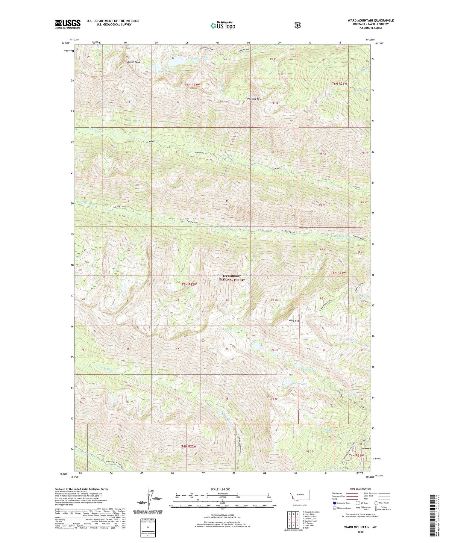Ward Mountain Montana US Topo Map Image