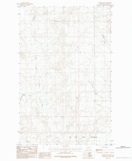 Classic USGS Wards Dam Montana 7.5'x7.5' Topo Map Image