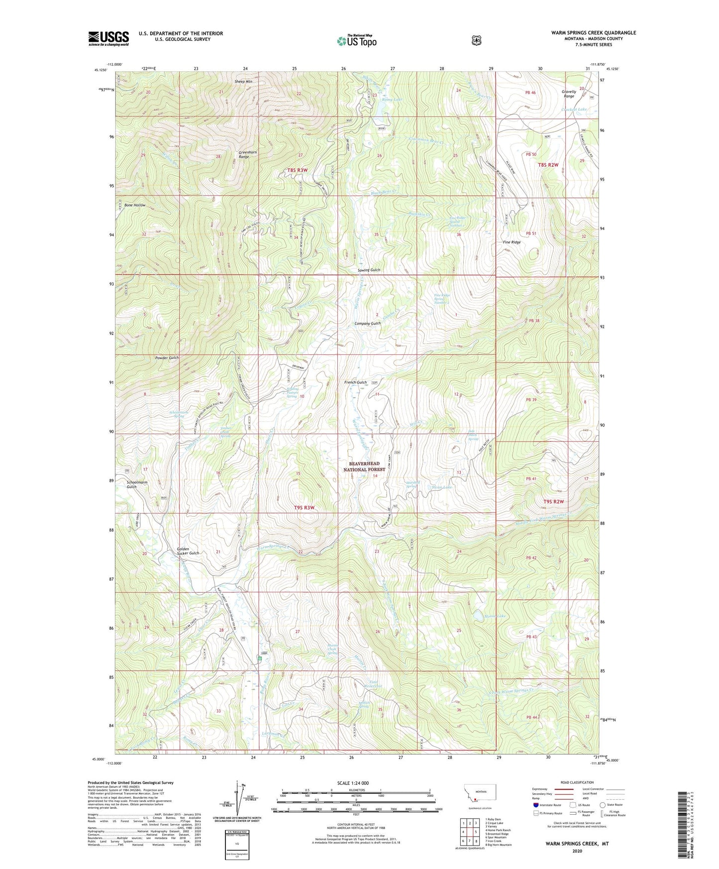 Warm Springs Creek Montana US Topo Map Image