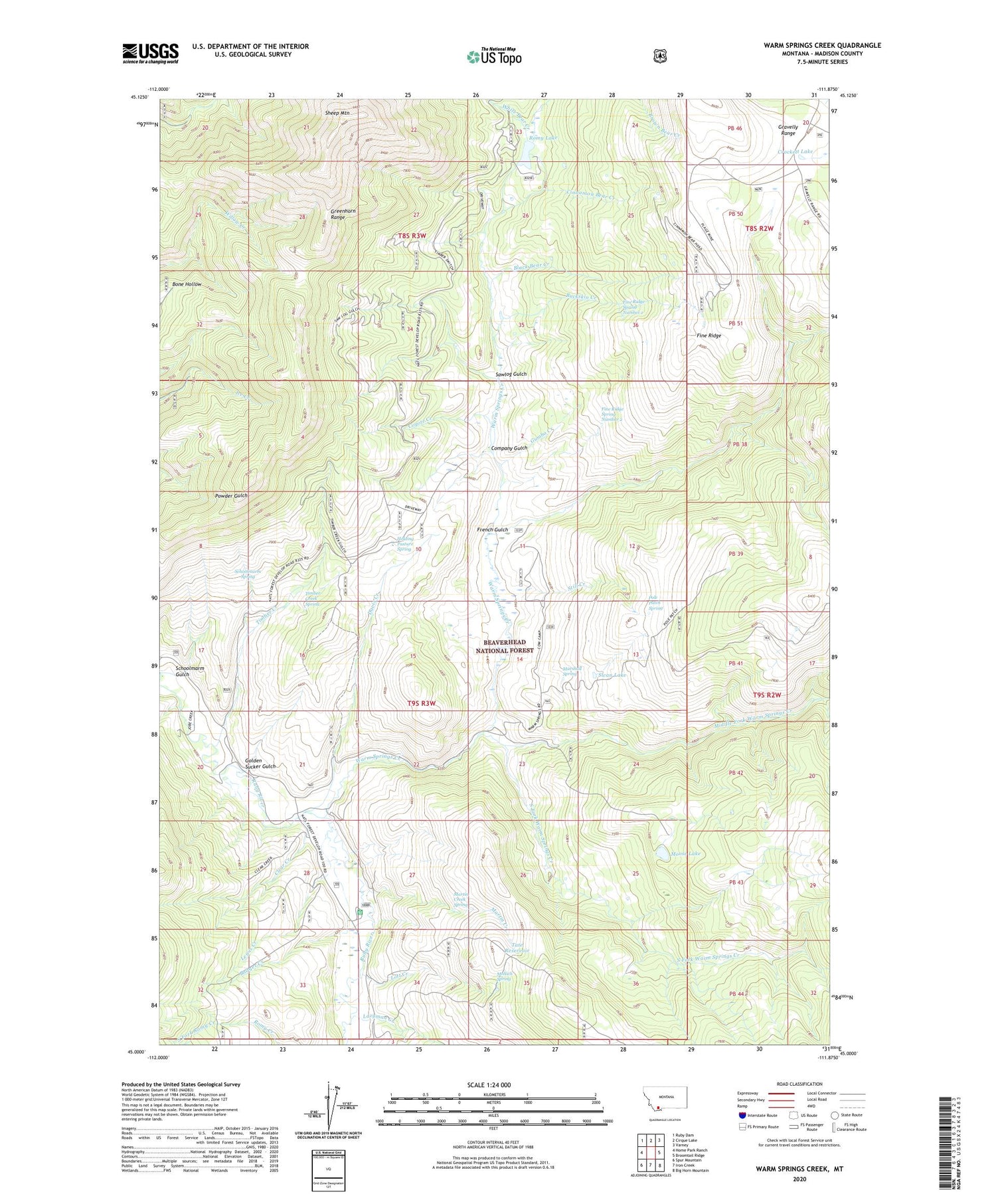 Warm Springs Creek Montana US Topo Map Image
