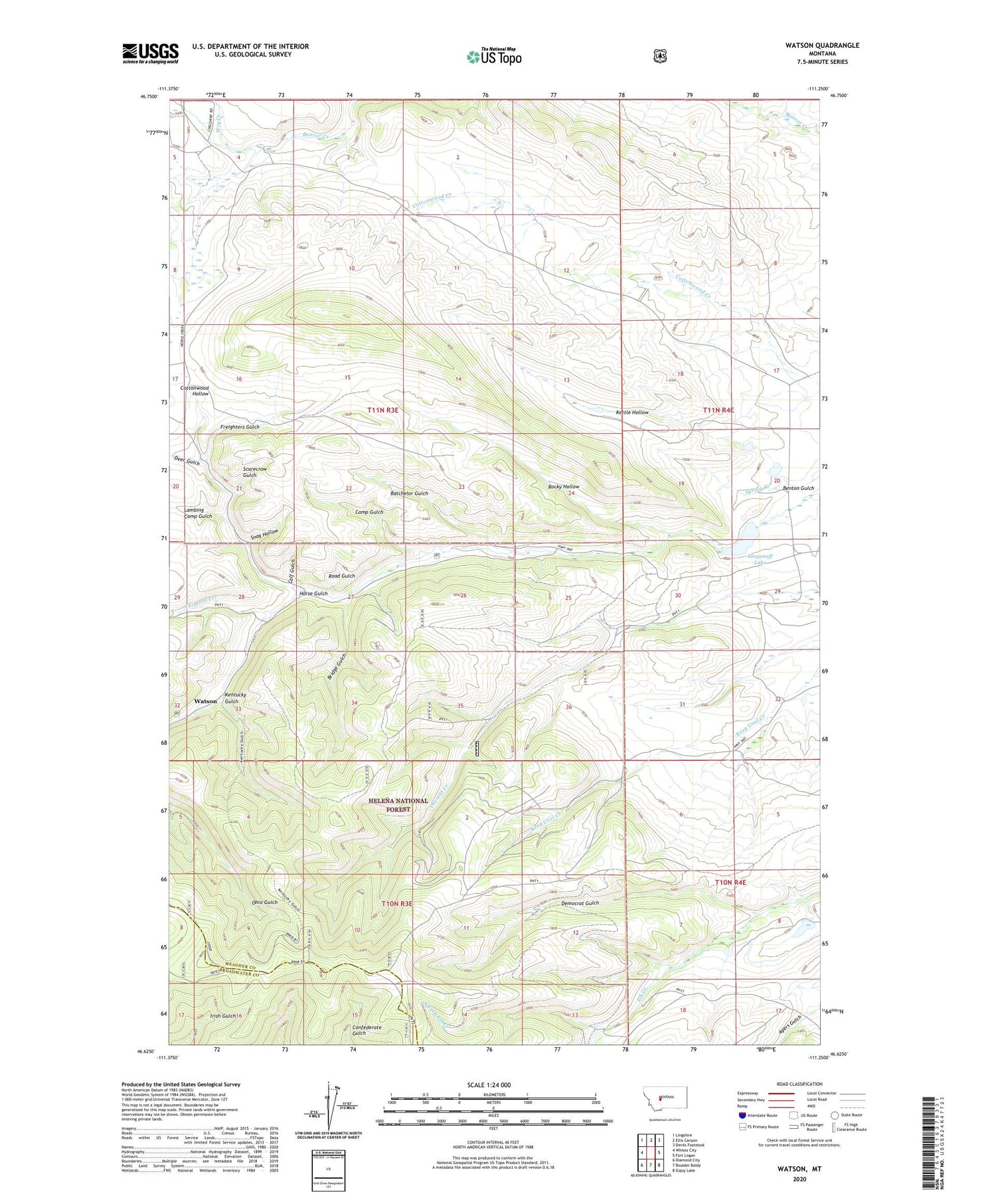 Watson Montana US Topo Map Image