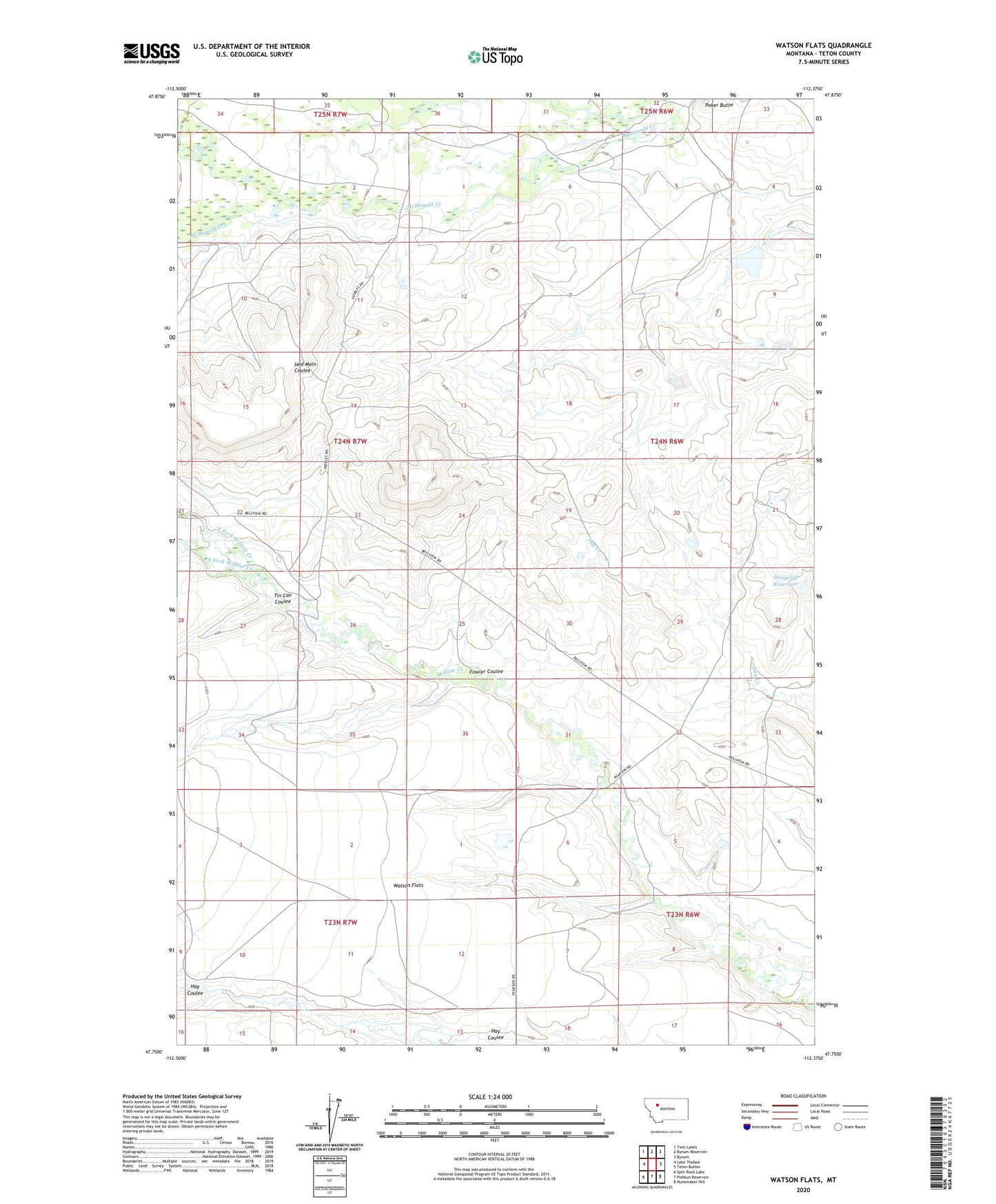 Watson Flats Montana US Topo Map Image