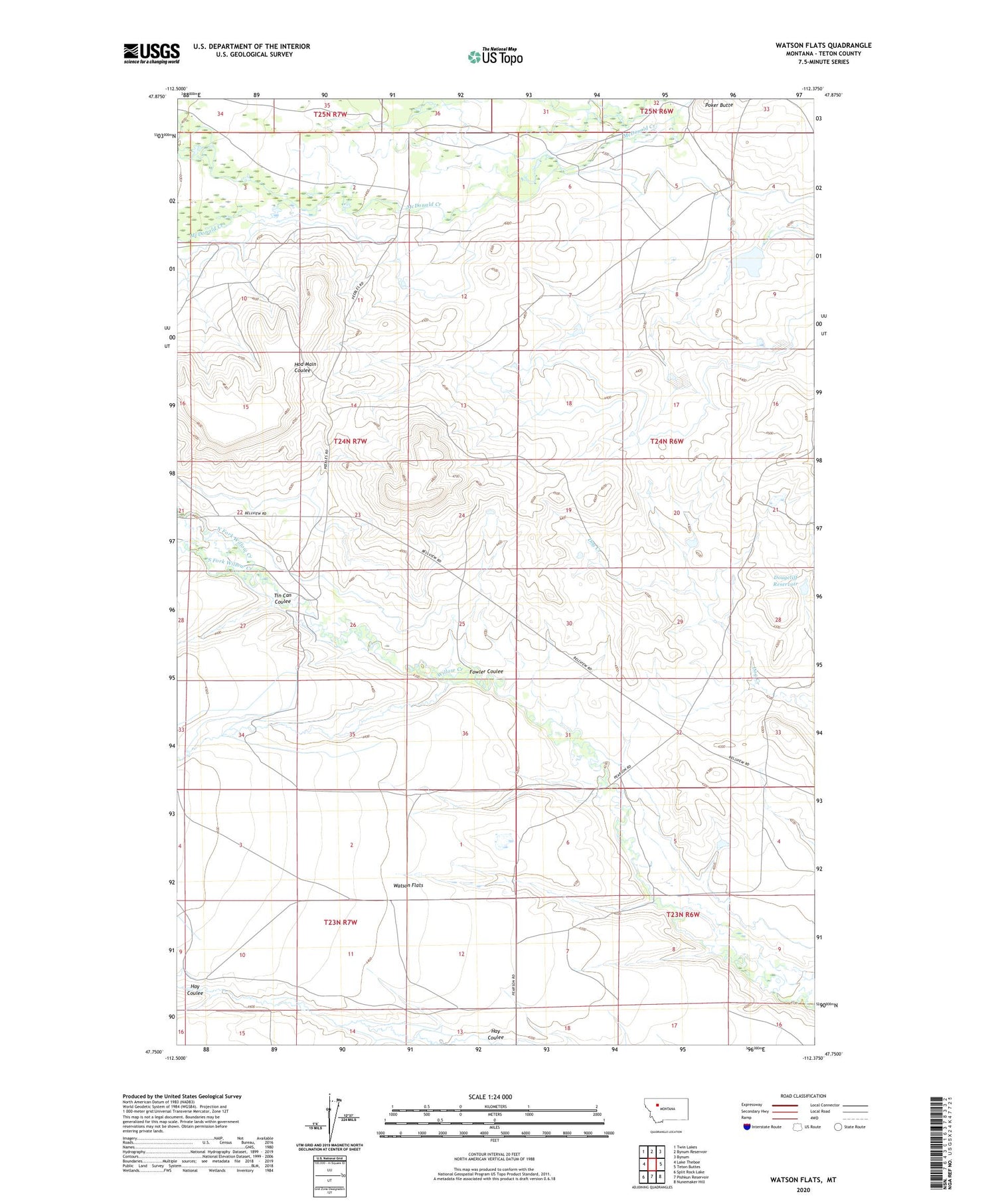 Watson Flats Montana US Topo Map Image