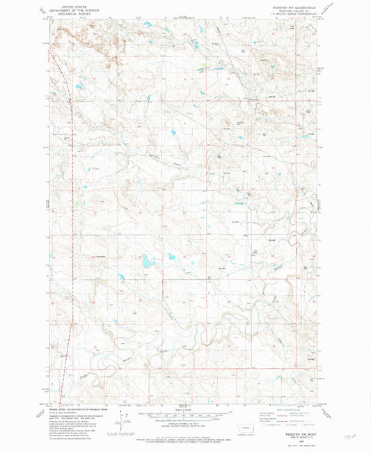 Classic USGS Webster NW Montana 7.5'x7.5' Topo Map Image