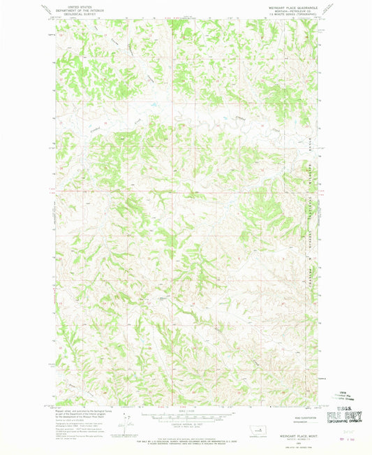 Classic USGS Weingart Place Montana 7.5'x7.5' Topo Map Image