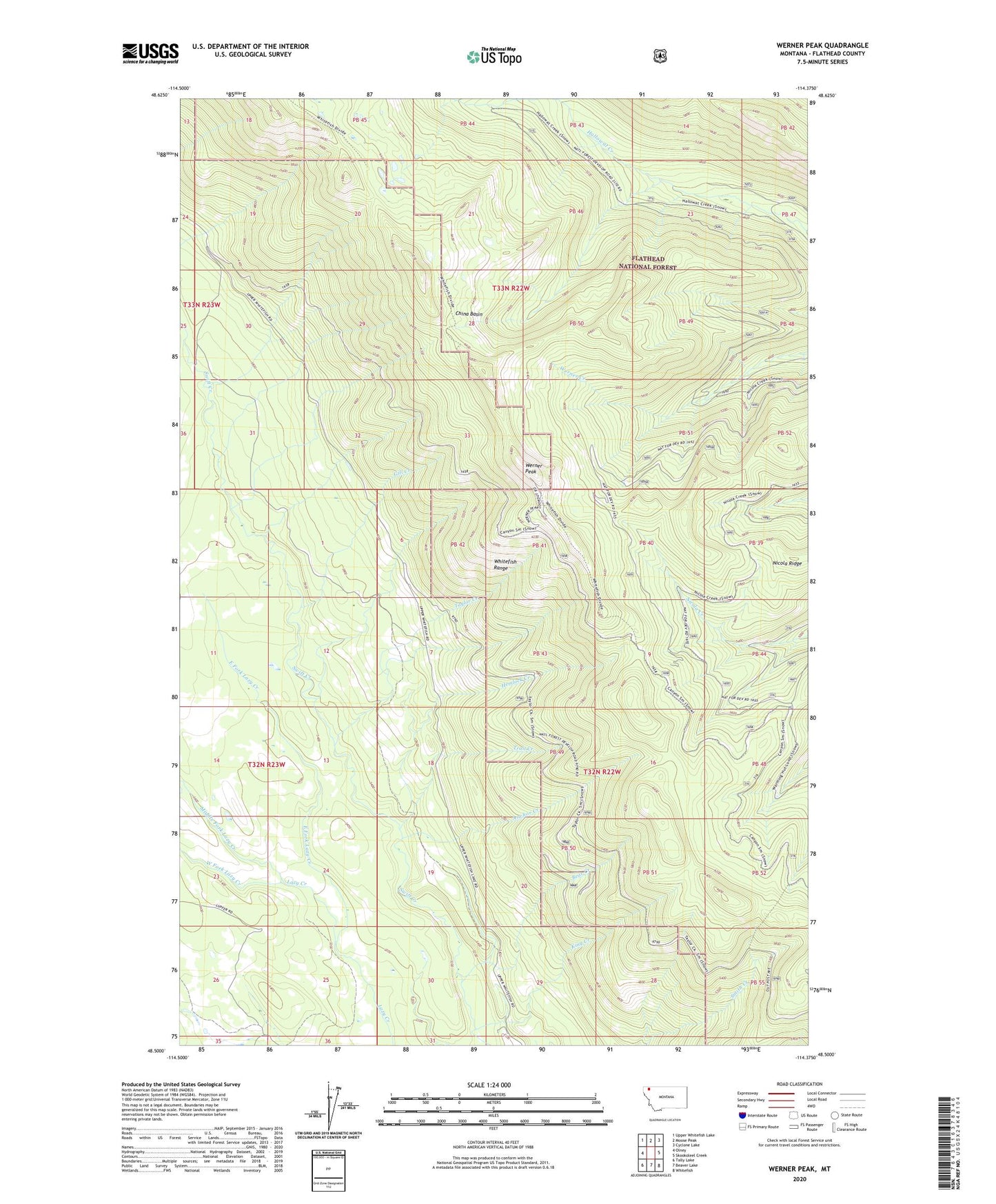 Werner Peak Montana US Topo Map Image