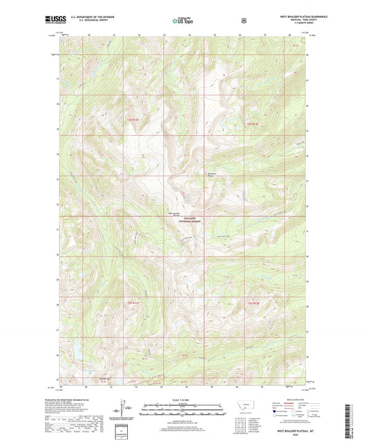 West Boulder Plateau Montana US Topo Map Image