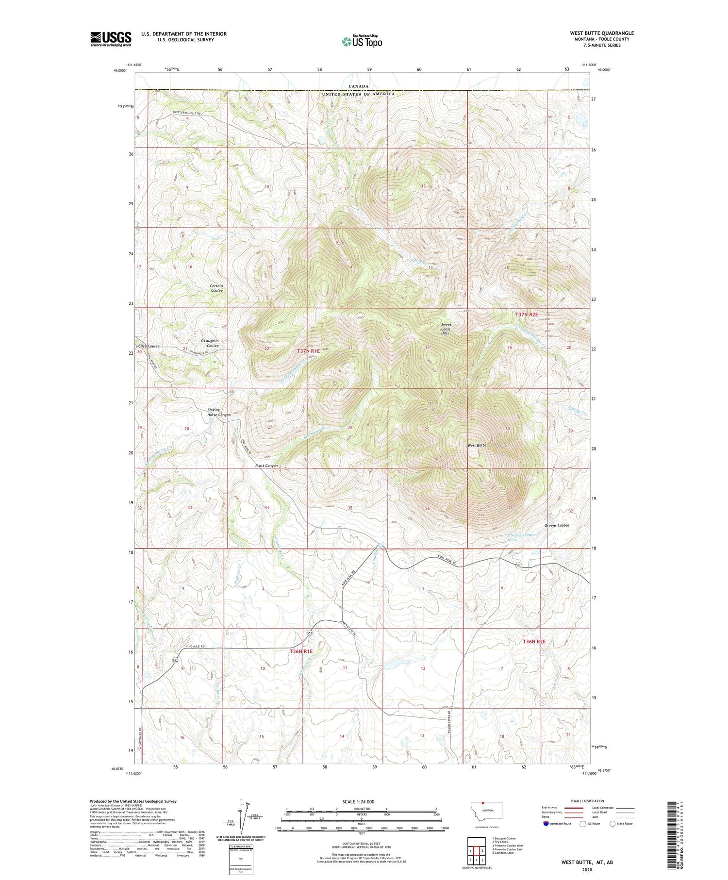 West Butte Montana US Topo Map Image