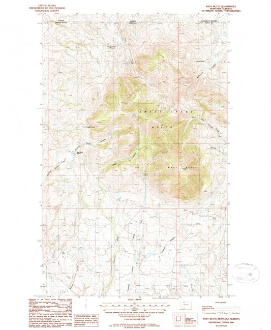 Classic USGS West Butte Montana 7.5'x7.5' Topo Map Image