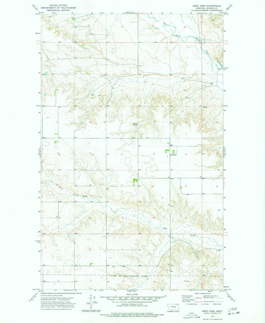 Classic USGS West Fork Montana 7.5'x7.5' Topo Map Image