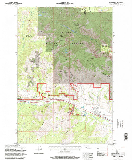 Classic USGS West Valley Montana 7.5'x7.5' Topo Map Image