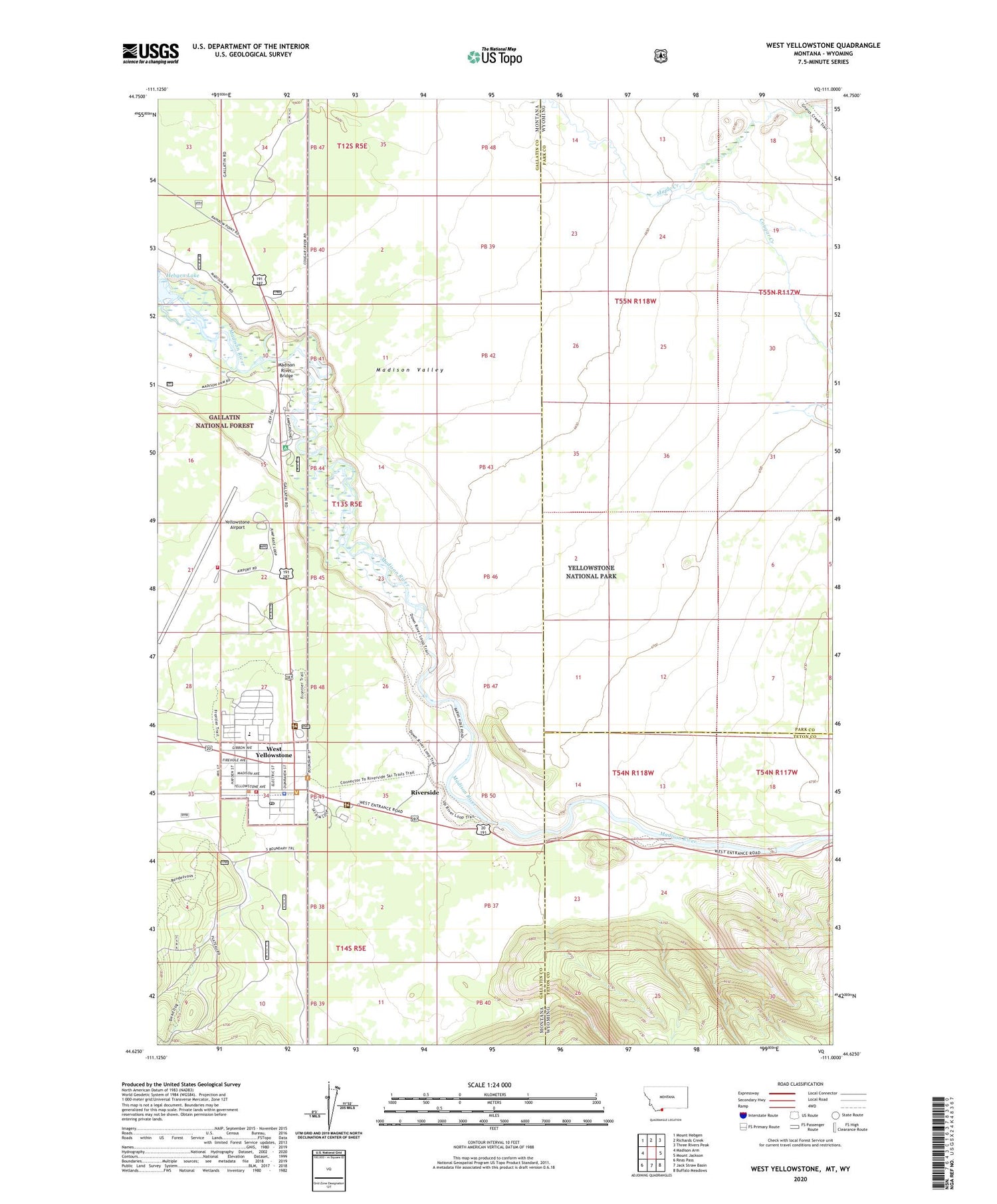 West Yellowstone Montana US Topo Map Image
