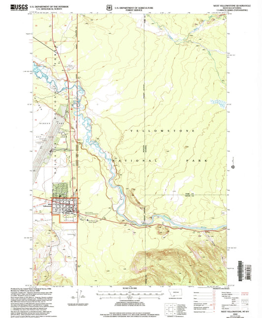 Classic USGS West Yellowstone Montana 7.5'x7.5' Topo Map Image