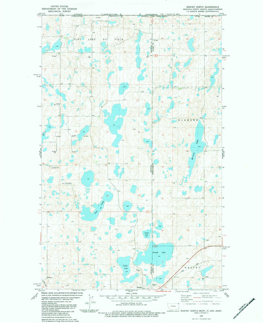 Classic USGS Westby North Montana 7.5'x7.5' Topo Map Image