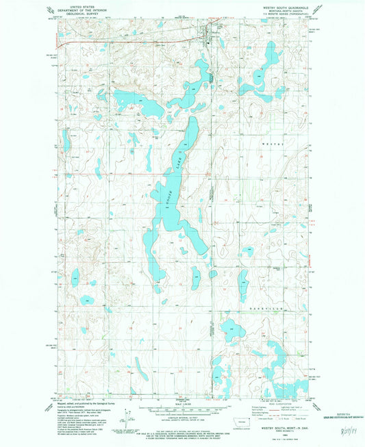 Classic USGS Westby South Montana 7.5'x7.5' Topo Map Image