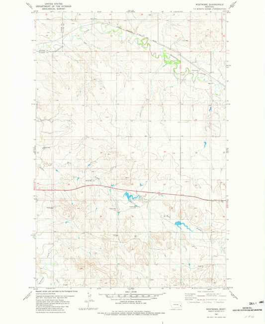Classic USGS Westmore Montana 7.5'x7.5' Topo Map Image
