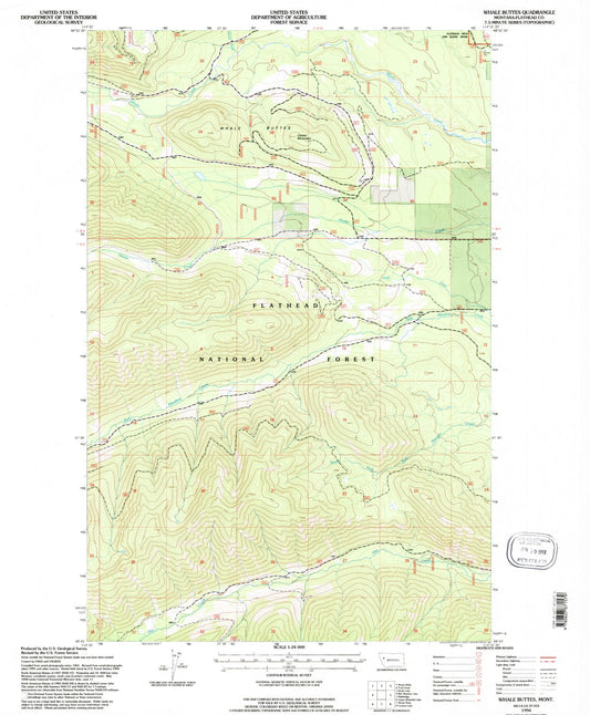 Classic USGS Whale Buttes Montana 7.5'x7.5' Topo Map Image