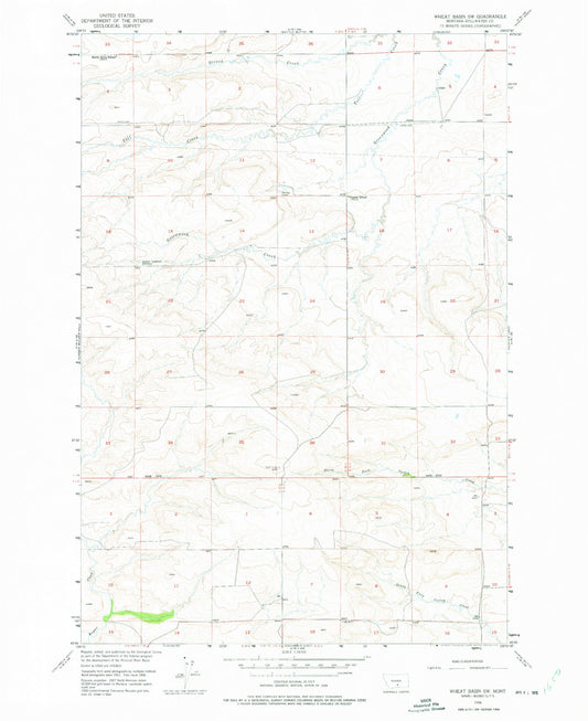 Classic USGS Wheat Basin SW Montana 7.5'x7.5' Topo Map Image