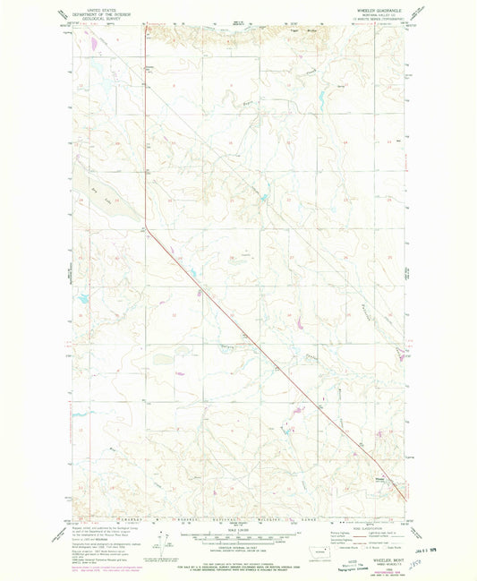 Classic USGS Wheeler Montana 7.5'x7.5' Topo Map Image