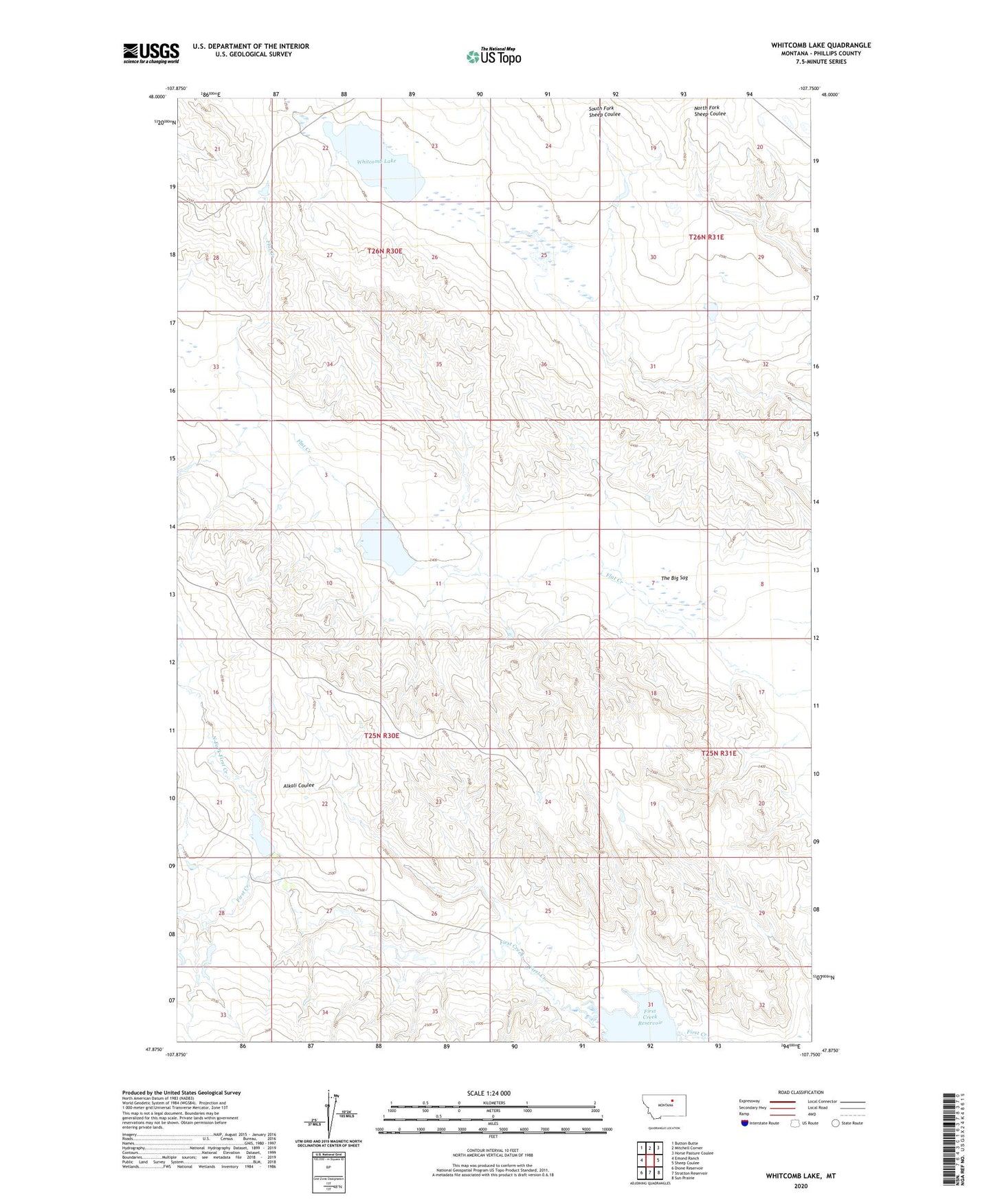 Whitcomb Lake Montana US Topo Map Image