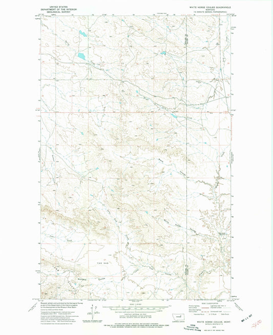 Classic USGS White Horse Coulee Montana 7.5'x7.5' Topo Map Image