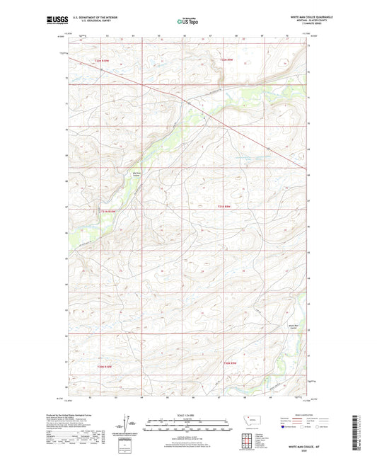 White Man Coulee Montana US Topo Map Image