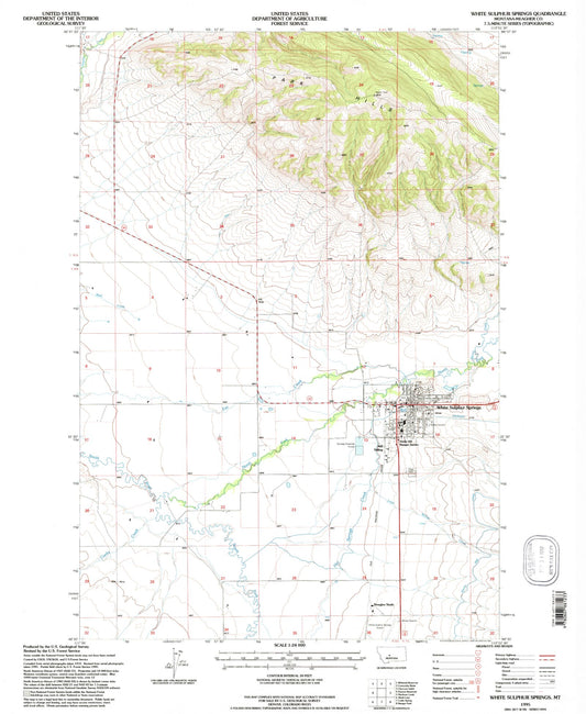 Classic USGS White Sulphur Springs Montana 7.5'x7.5' Topo Map Image
