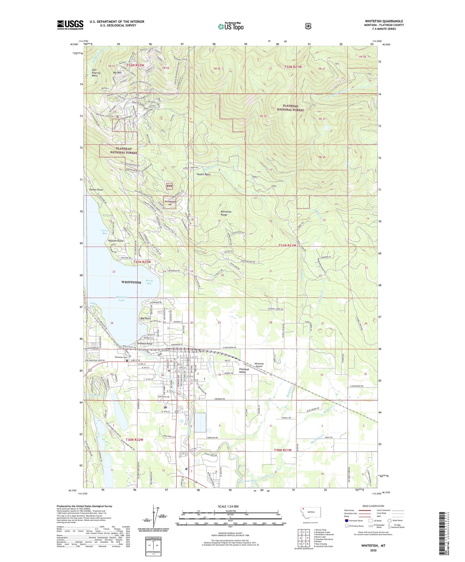 Whitefish Montana US Topo Map Image