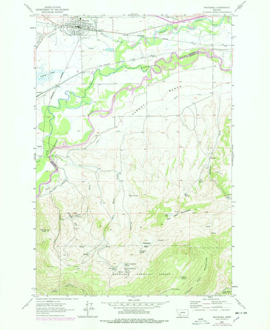 Classic USGS Whitehall Montana 7.5'x7.5' Topo Map Image