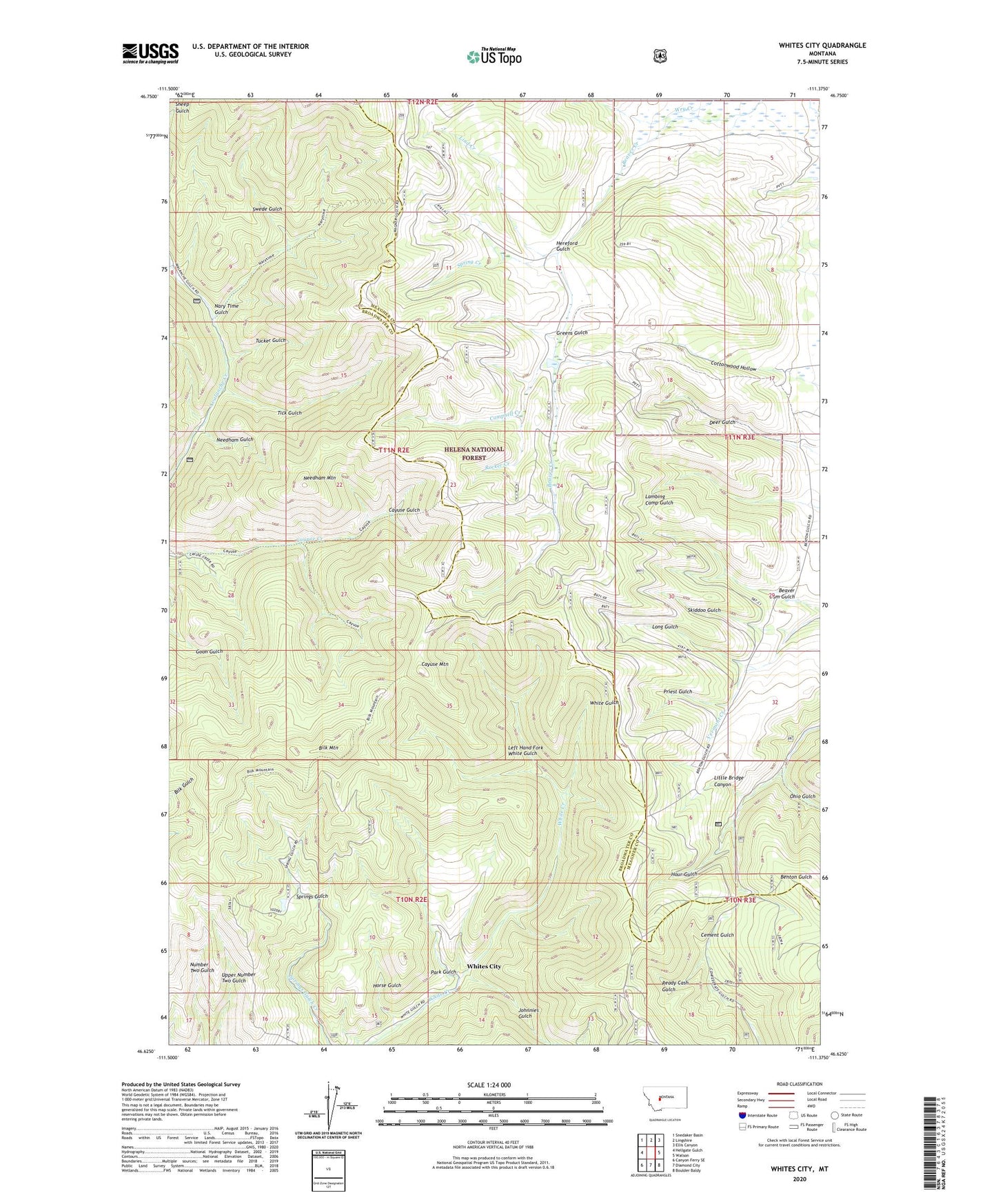 Whites City Montana US Topo Map Image