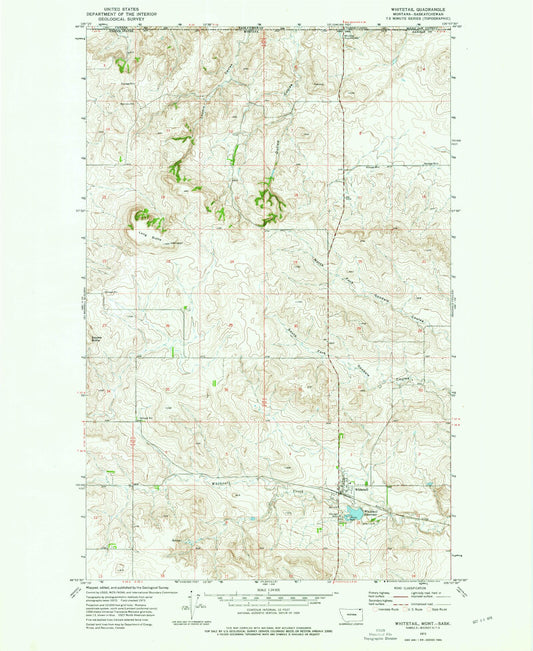 Classic USGS Whitetail Montana 7.5'x7.5' Topo Map Image